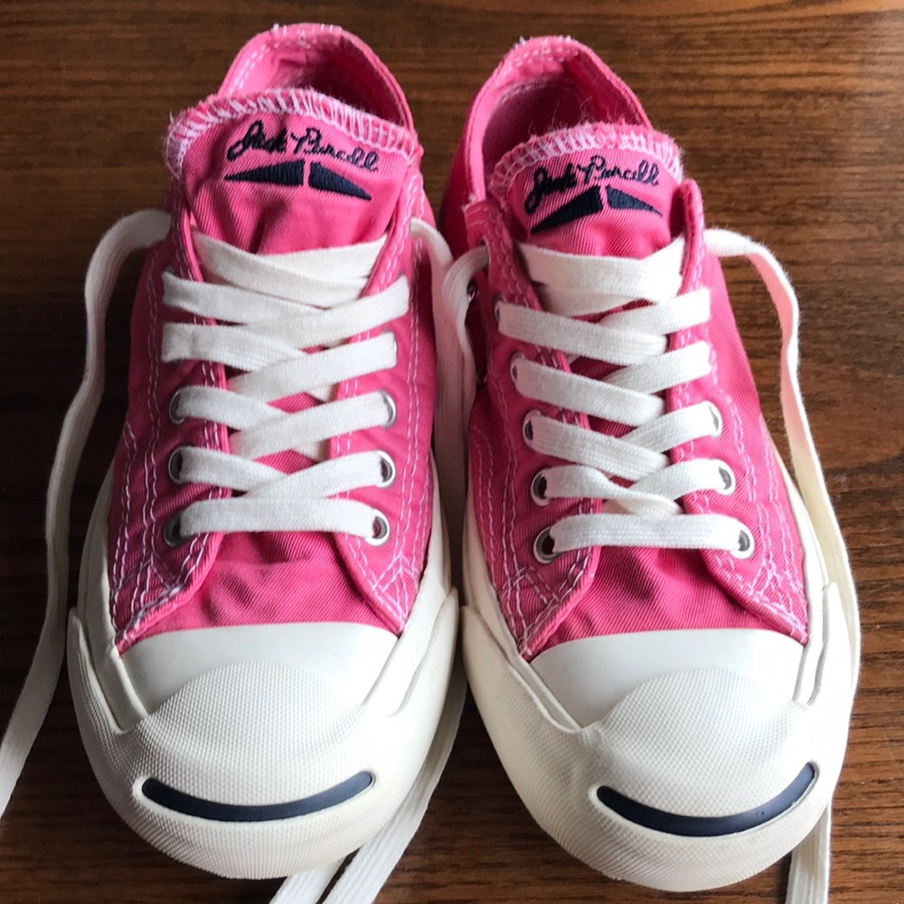 Converse Jack Purcell low top pink canvas badminton shoes EUC